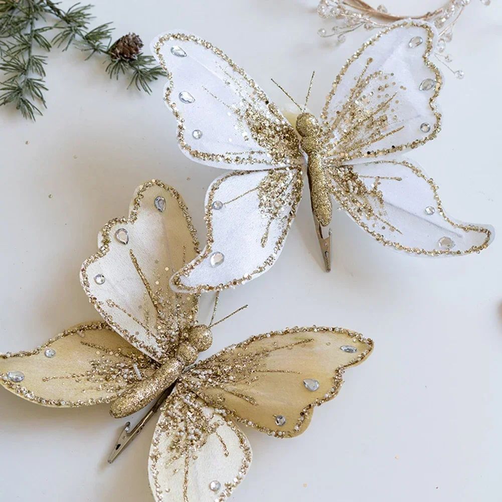 Christmas Glitter Butterfly Ornament With Clip Christmas
