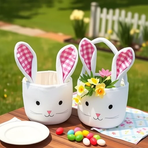 Children's Storage Bucket Plush Easter Basket Rabbit Candy B