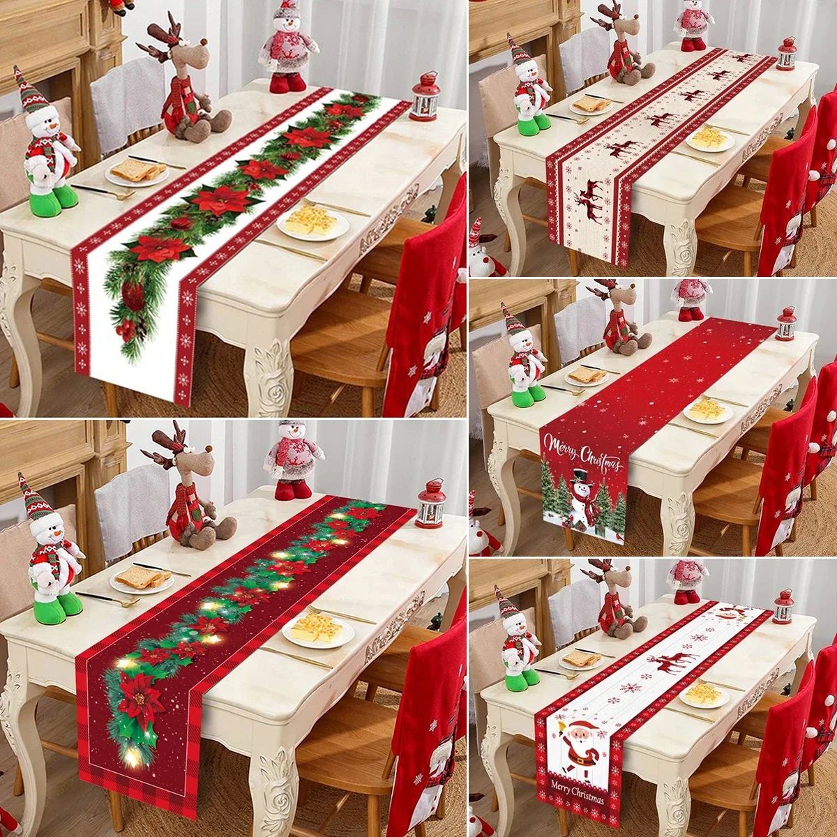 Christmas Table Runner Cloth Merry Christmas Table Decor for
