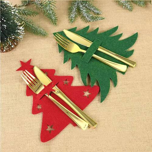 12pcs Christmas Tree Cutlery Holders Felt Fork Knife Pocket