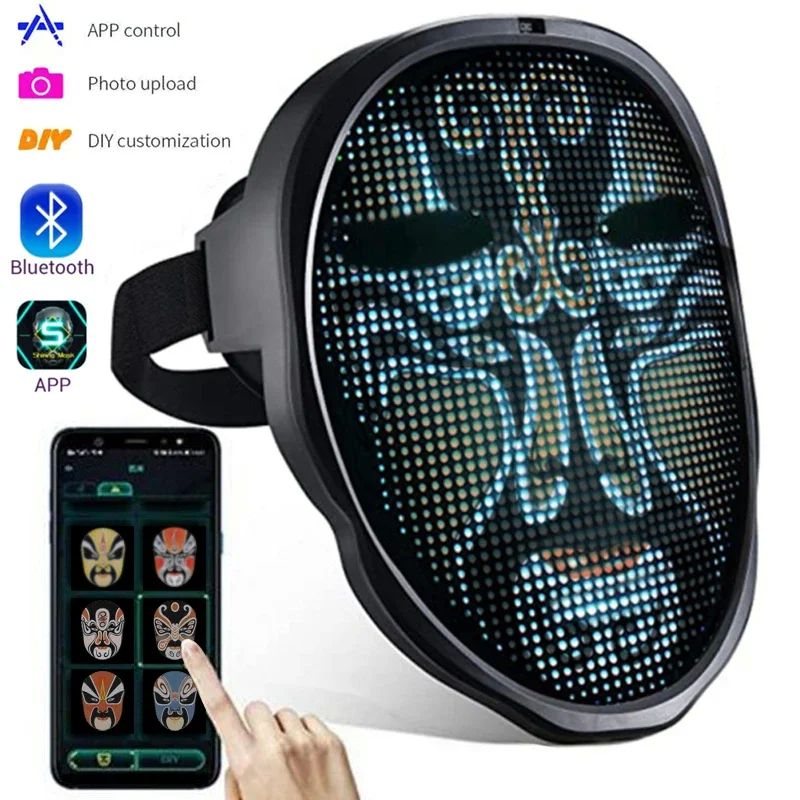Smart LED Face Masks Programmable Bluetooth APP Control Chan