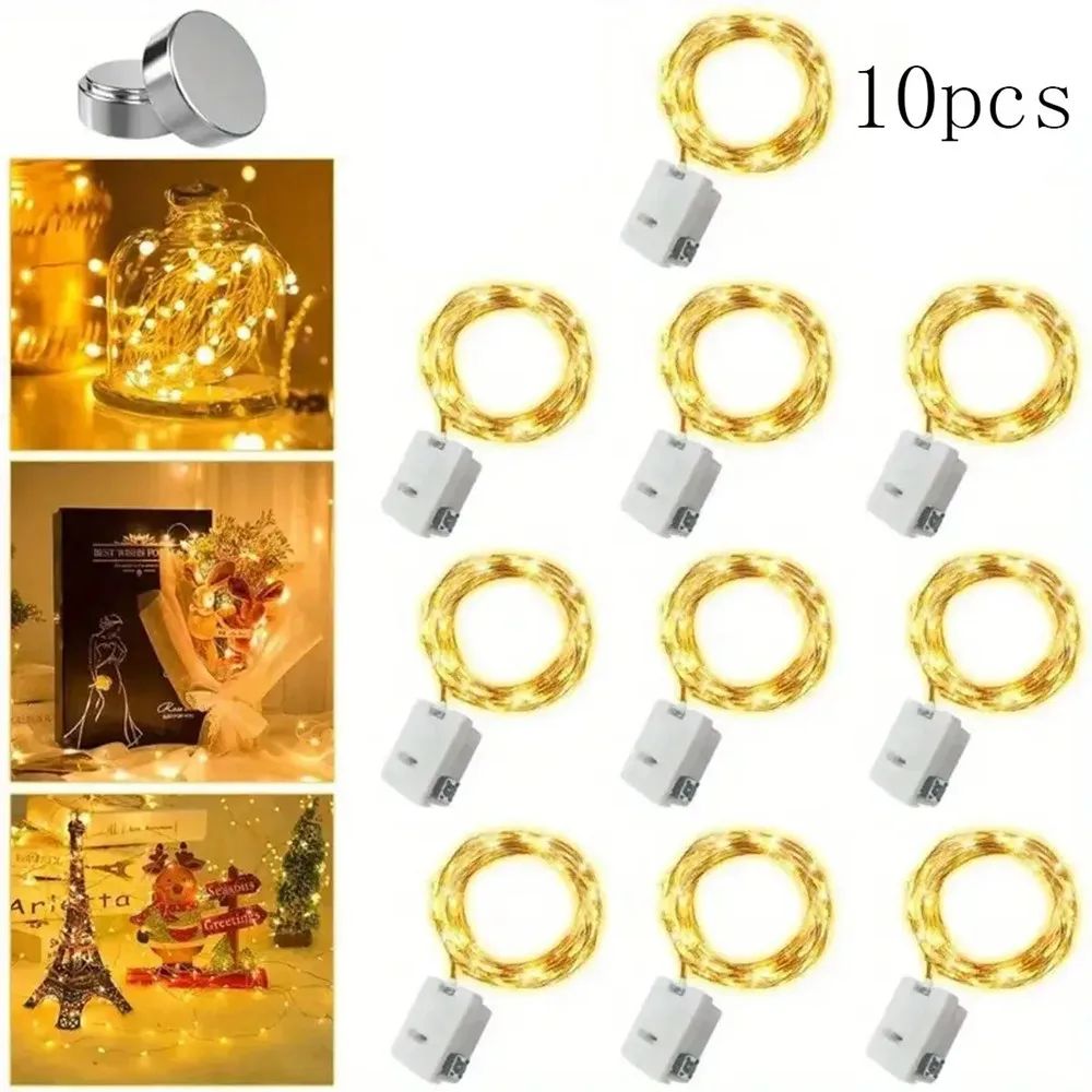 10pcs LED String Lights Atmosphere Small Colored Battery Pow
