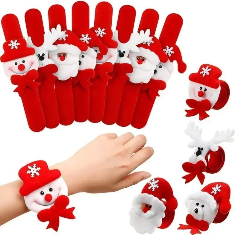 4pc Christmas Slap Bracelets Christmas Snap Bracelet Party F