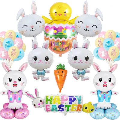 Happy Easter Large Standing Rabbit Foil Balloon Cartoon Bunn