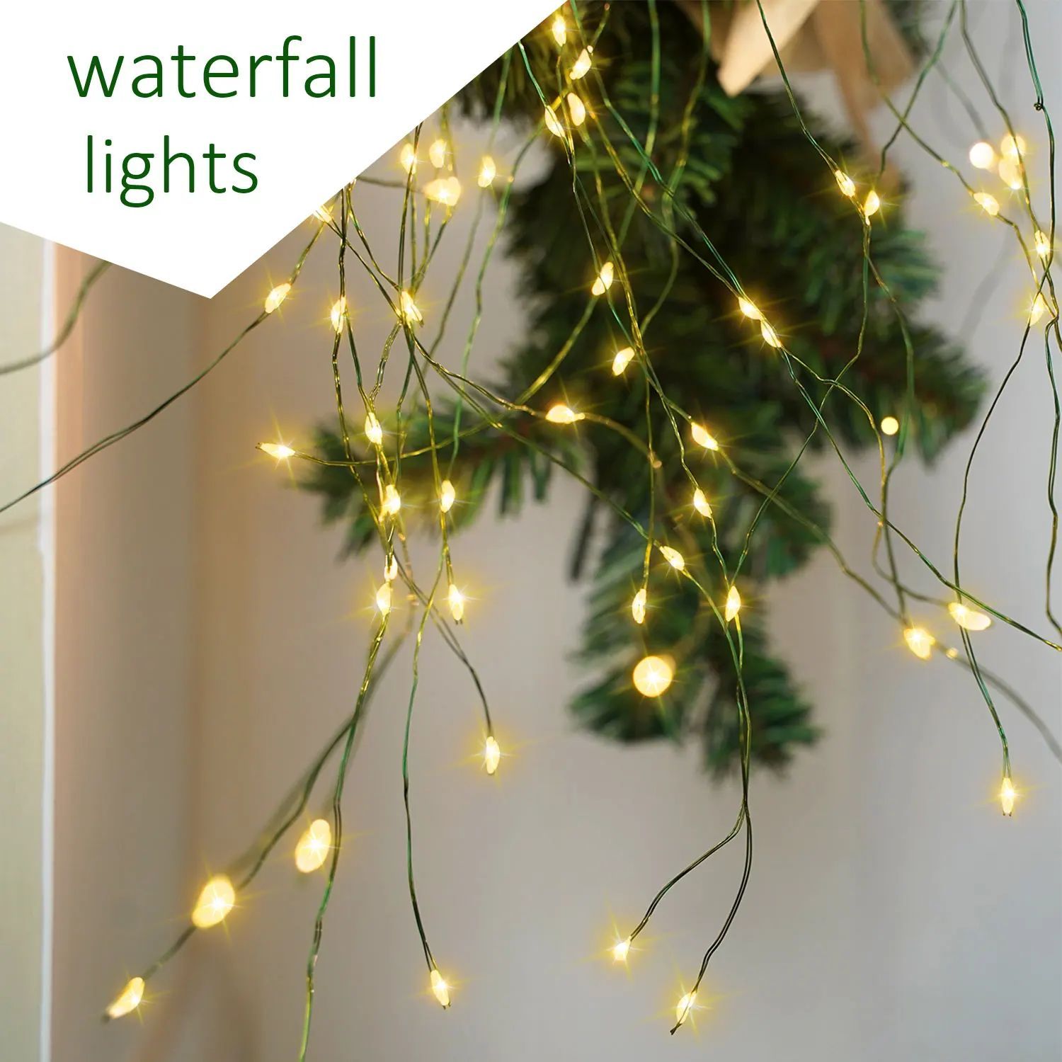Green Wire 5strands Waterfall Lights Led Fairy Lights Batter