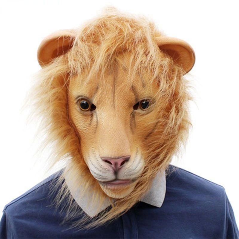 Latex Lion Mask Full Face Animal Masks Birthday Party Mask C