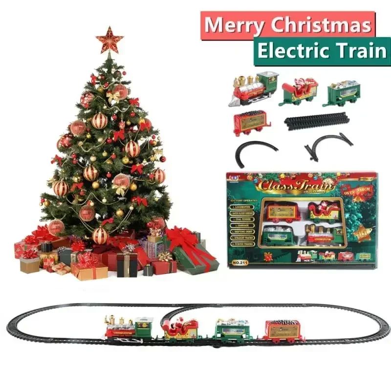 Christmas Train Set Assemble Railway Tracks Toys Decor Chris