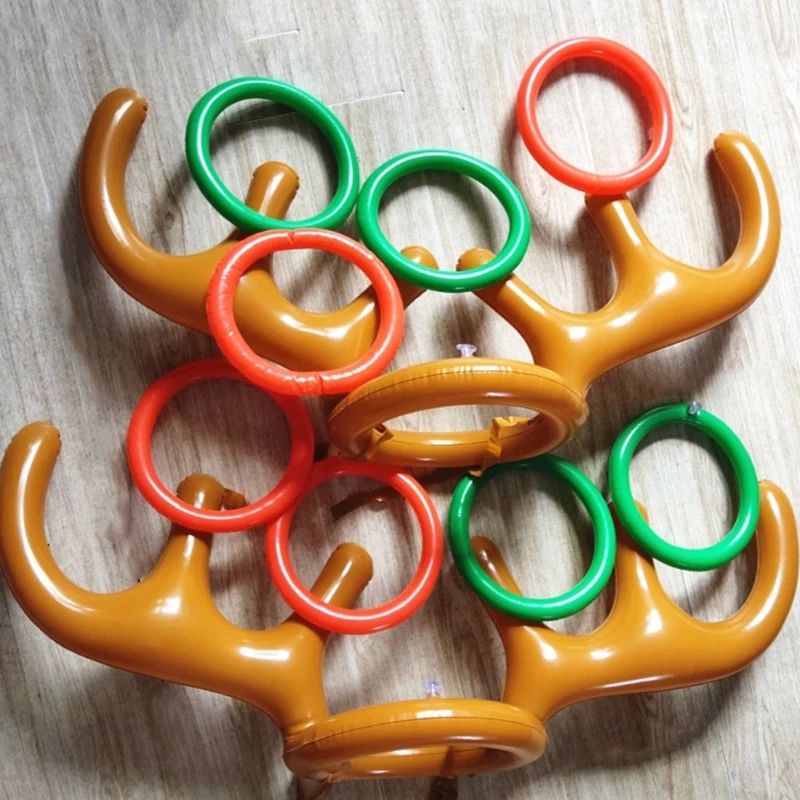 1/3/5set Christmas Game Inflatable Reindeer Antler Hat Ring