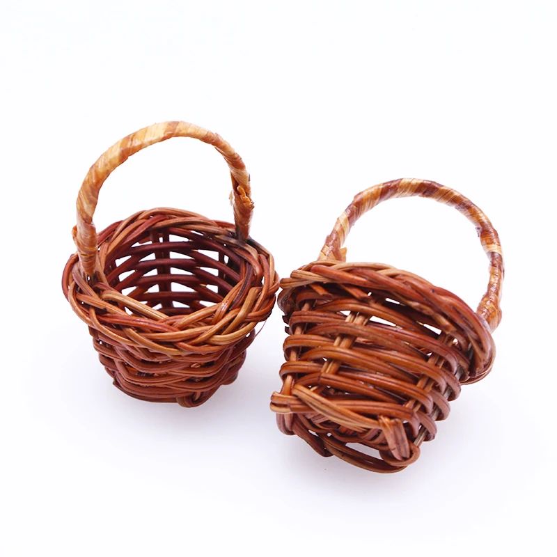1PCS Dollhouse Miniature Rattan Woven Hand Willow Tiny Wicke
