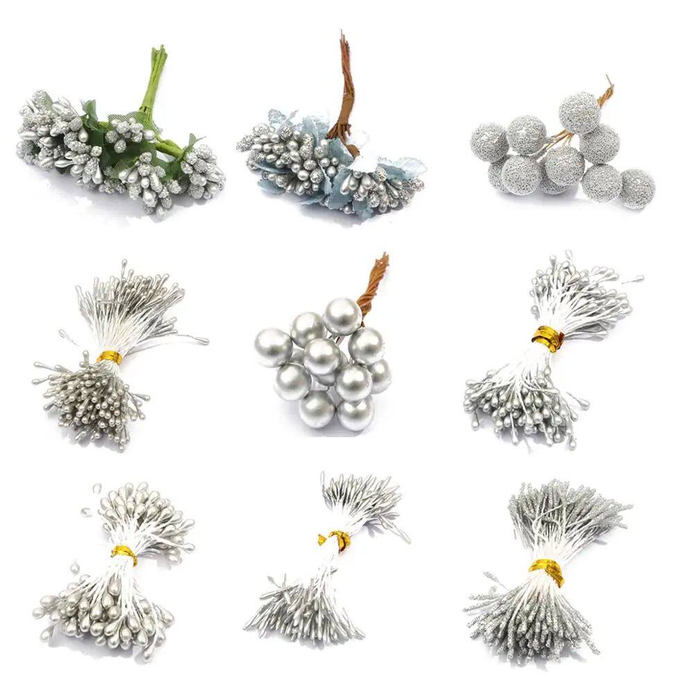 10/12/60/90/144Pcs Silver Mixed Hybrid Flower Cherry Stamen