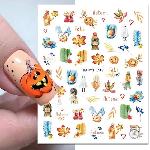 3d Nail Art Stickers Halloween Pumpkin Fall Fruits Gold Mapl