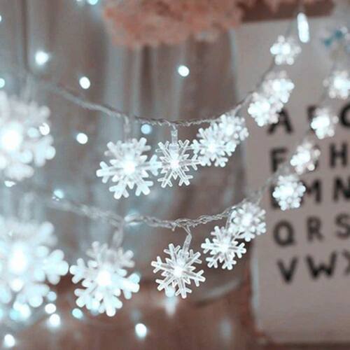 Christmas Fairy Light Snowflake LED String Light Garland Dec