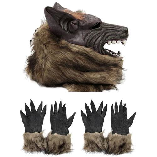 Halloween Horror Plush Wolf Gloves Mask Masquerade Halloween