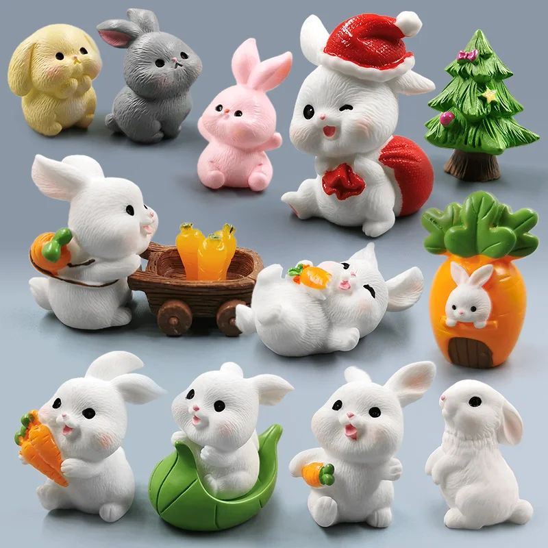 Hot Easter Rabbit Figurine Landscape Home Kawaii Room Decor