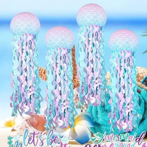 1/3/6pcs Mermaid Jellyfish Paper Lanterns For Mermaid Theme