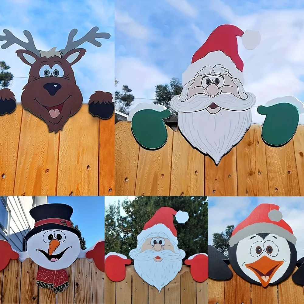 1PC Christmas fence decoration Santa Claus snowman reindeer