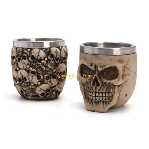 85DB Stainless Steel Resin Drinking Mug Skeleton Skull Coffe