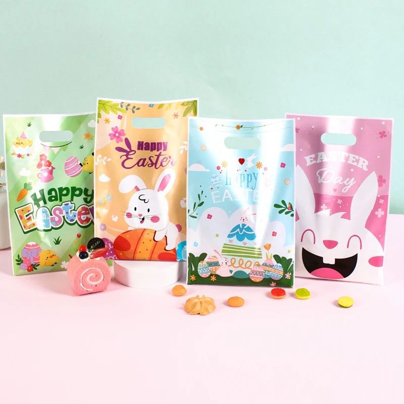 10/20/50pcs Happy Easter Gift Bags Colorful Easter Bunny Egg
