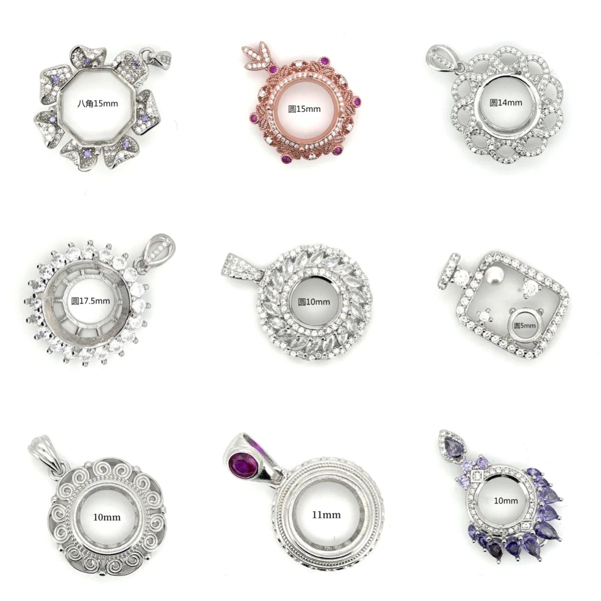 Circular Gemstone DIY Empty Pendant Holder for Women Fine We