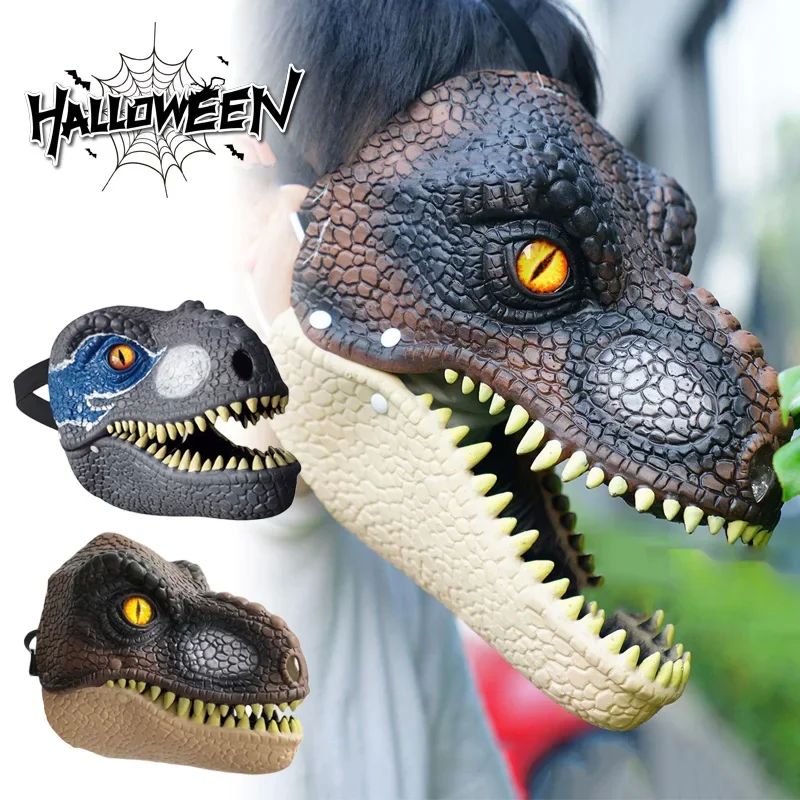 Halloween Cosplay Dinosaur Mask Hard Plastic Moving Jaw Rapt