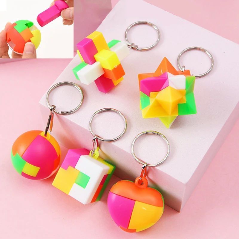 10Pcs Geometrical Puzzle Ball Keychain Educational Toys for