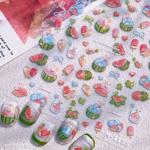Adorable Watermelon Ice Cream Kawaii Summer 5D Nail Art Stic