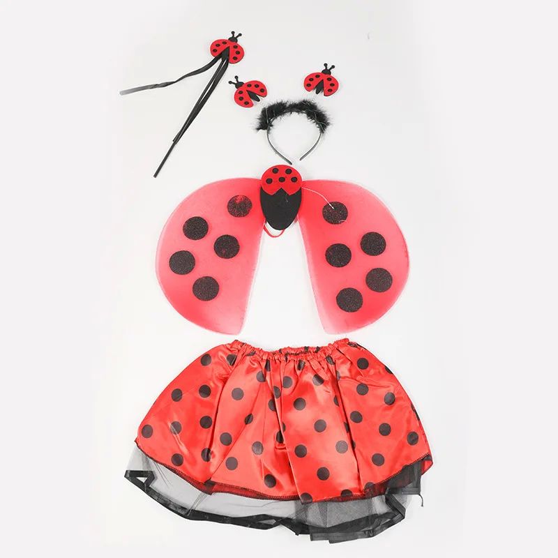 Girls Ladybug Ladybird Fairy Costume Sets Birthday Party Win图片