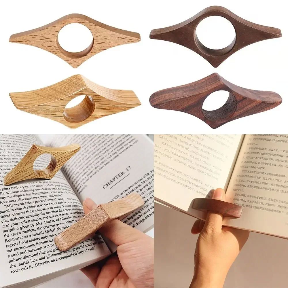 Hot Wooden Thumb Bookmark One Hand Reading Thumb Book Suppor
