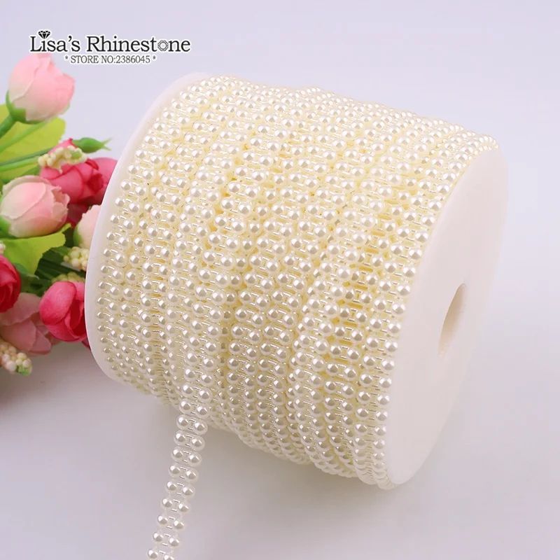2 Yard Fishing Line Artificial Ivory White 2 Rows 4mm Half R