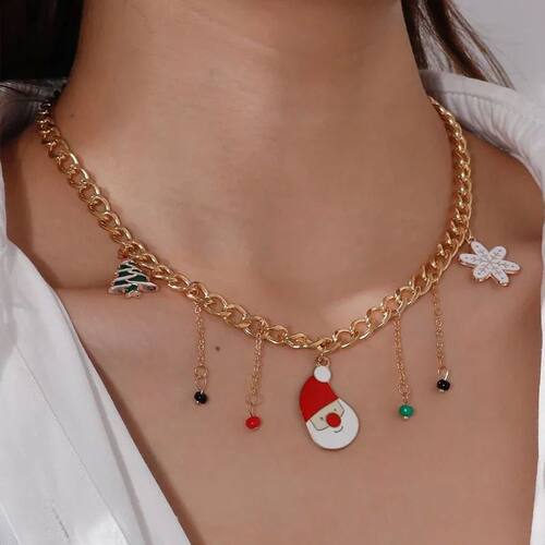 Vintage Creative Christmas Pearl Bell Necklace for Women Cut