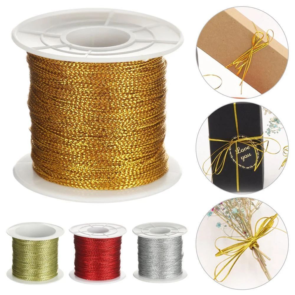 1roll 20m Gold Silver Metallic Cord Braided Rope For Christm