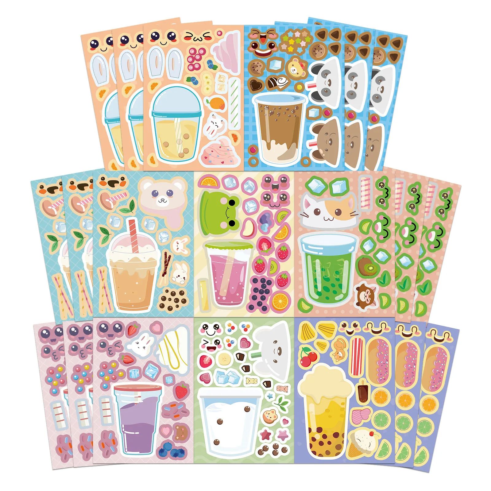 8PCS Milk Tea Collage Stickers DIY Accounting Materials Phon