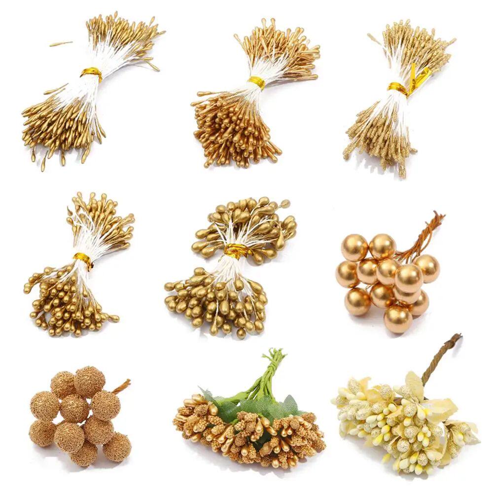 10/12/60/90/144Pcs Gold Mixed Hybrid Flower Cherry Stamen Be