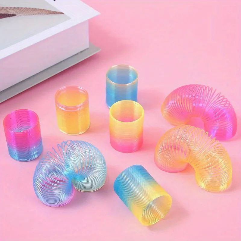 12/60PCS Rainbow Magic Springs Circle Toys Kids Birthday Par