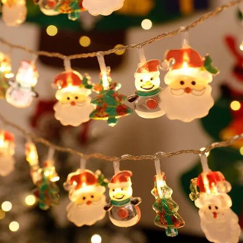 Christmas Lights String Santa Claus Snowman Battery-operated