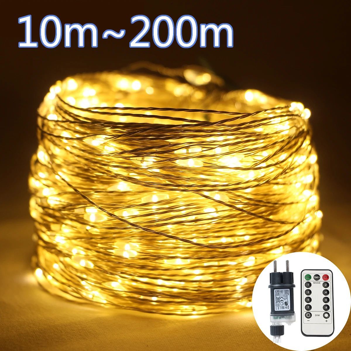 50M/100M LED String Lights Silver Wire Fairy Lights Christma