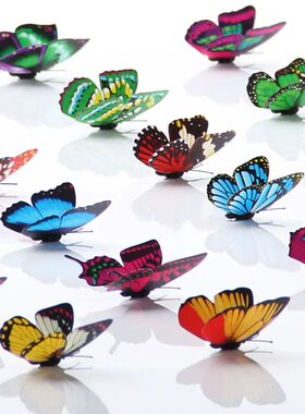 12pcs Wall Stickers Set 3D Butterfly Colorful Double Layers