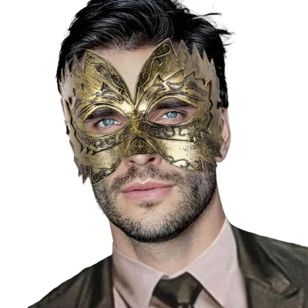Vintage Masquerade Mask for Men Gold Roman Soldier Mask Vene