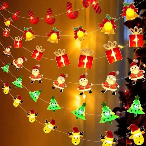 Christmas Lights String Santa Claus Snowman Battery-operated