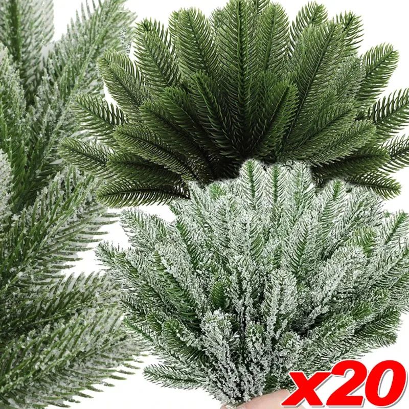 20/5Pcs Christmas Artificial Pine Needles Branches Snow Pine
