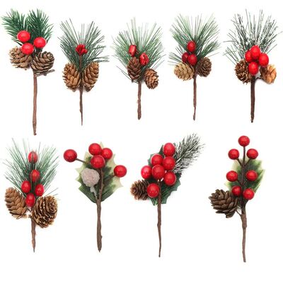 1 Bundle Artificial Flower Red Berry Christmas Berry And Pin