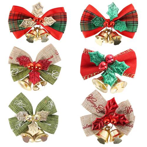 Christmas Mini Bell Bow Ornament Wreath Pendant Gift Box Dec