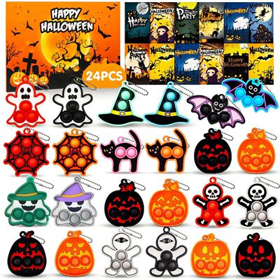 6-24PCS Halloween Mini Silicone Decompression KeychainPumpki