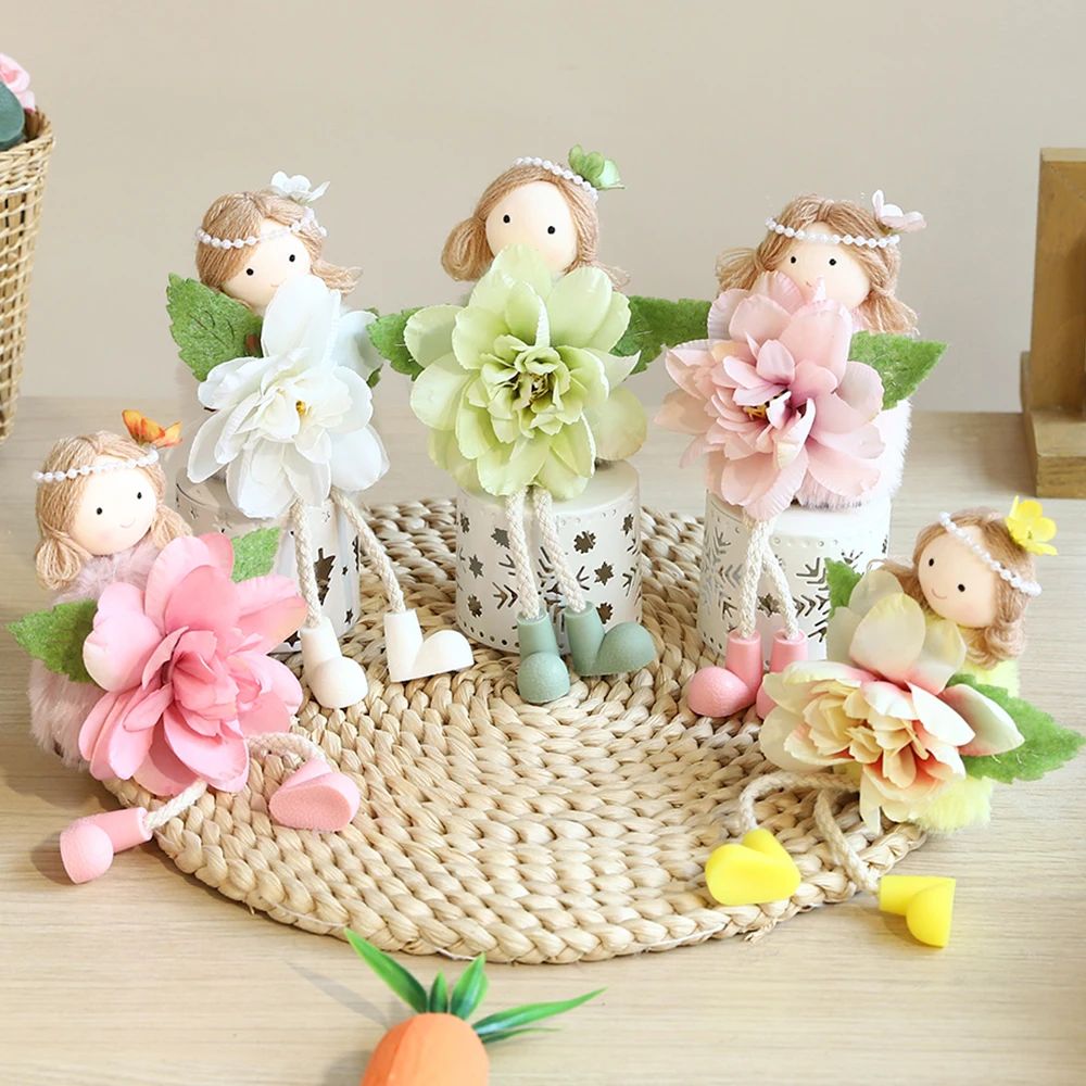 Easter Flower Fairy Angel Wing Elf Bunny Rabbit Doll Ornamen