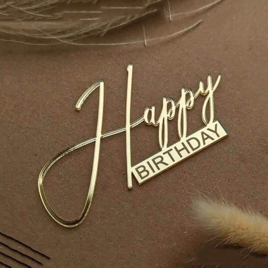6pcs/3pcs Acrylic Birthday Queen Gold Cake Topper Happy Birt