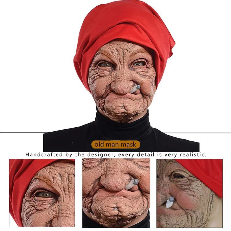 Realistic Latex Scary Old Man Mask Full Head Human Mask Part