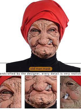 Realistic Latex Scary Old Man Mask Full Head Human Mask Part