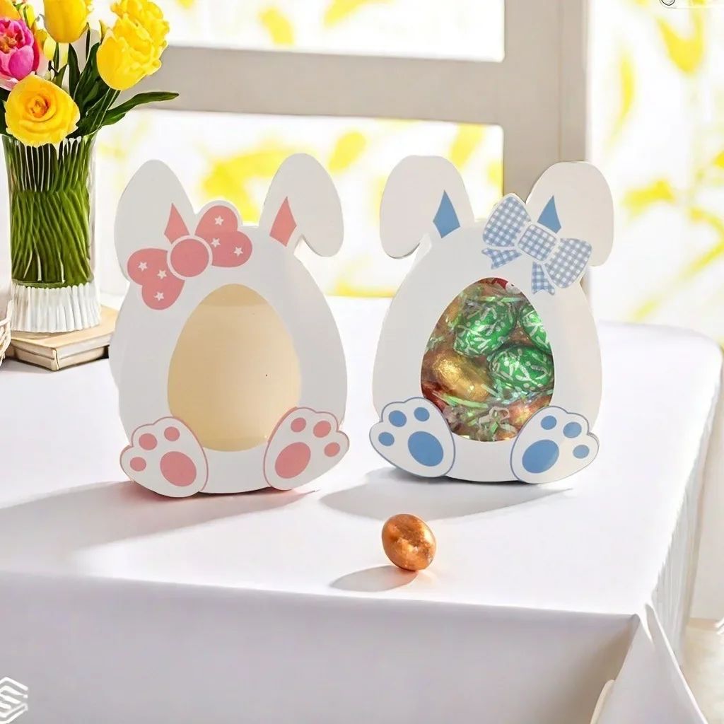 10Pcs Cute Easter Theme Paper Candy Boxes Egg Rabbit Ear Gif