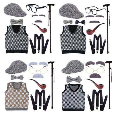 100 Days Of School Halloween Grandpa Costume Set Old Man Cos