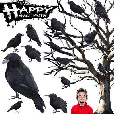 Halloween Black Crow Feather Animal Props Flocking Crow Ghos